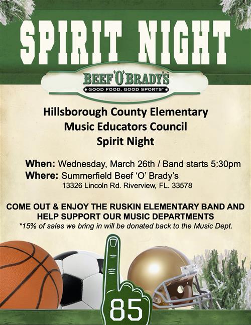 spirit night march 26 5:30 pm